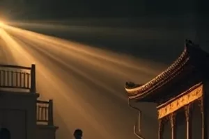 动画《星屿拾荒者》剧照，废弃空间站舷窗外漂浮的金属残片